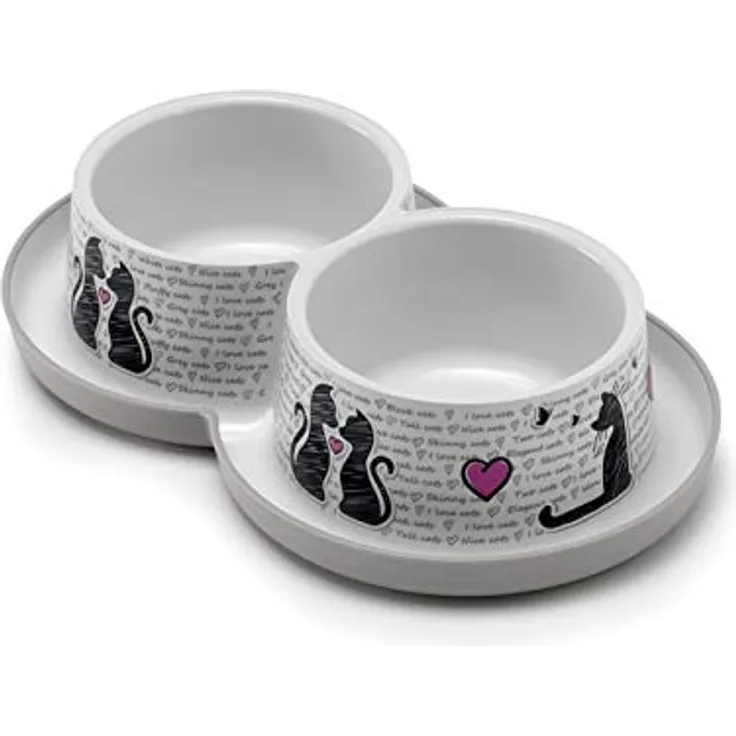 Karlie Napf Cats in Love 700 ml Doppelnapf, 2 x 350ml