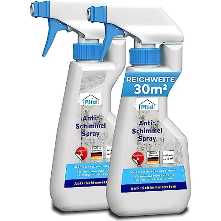 PLID® Schimmelentferner Wand Innen & Aussen chlorfrei [1L] - Anti Schimmel-Spray - Textil Schimmelentferner Polster Auto Stoff - Mould Cleaner Fenster - Schimmelentferner Bad Fliesenfugen Silikonfugen – Bild 1