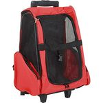 Pawhut Hundetrolley Transporttasche Tragetasche für Tiere 2in1 Rucksack und Trolley 35x27x49 cm rot