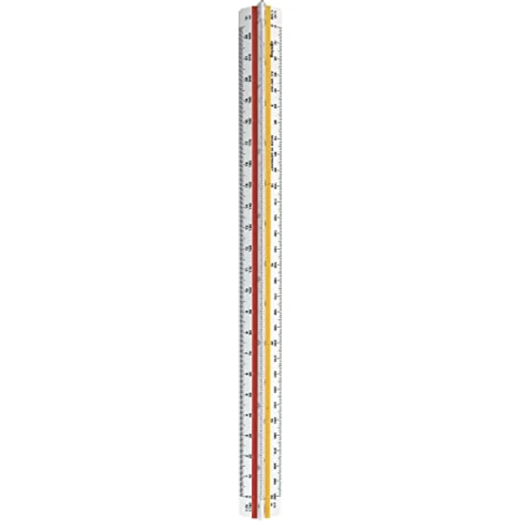 Rotring Dreikant-Maßstab Architekt(A) aus Kunststoff, weiß Präzisionsteilung doppelt beziffert, Dimensionsangaben in Zentimetern und Metern, mit 2 farbigen Hohlkehlen, Teilung: 1:10, 1:20, 1:25, 1:50, 1:75, 1:100, 1:125, 1:200, 1:250, 1:500, 1:750, 1:1250 – Bild 2