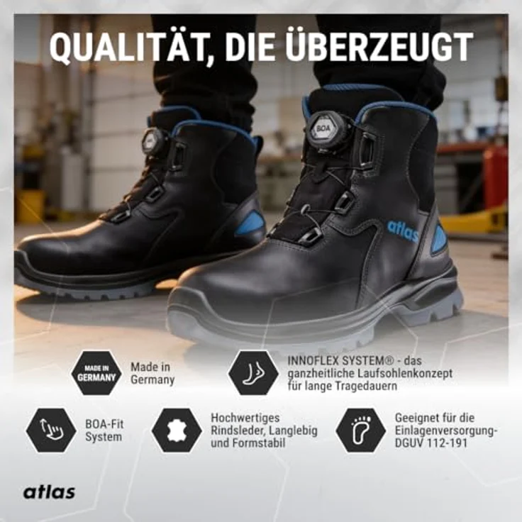 ATLAS SL 9845 XP BOA, knöchelhoher Sicherheitsschuh aus waterproof Glattleder, S3, ESD, blau, Gr. 36 – Bild 6