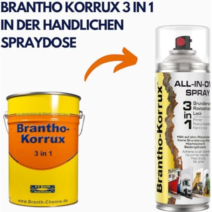 Brantho Korrux 3 in 1 Rostschutzlack, All-in-One Sprühdose Primer, Rostschutz und Lack, 400ml, RAL3000 - Feuerrot Seidenglanz, schnelltrocknend und wetterbeständig – Bild 2