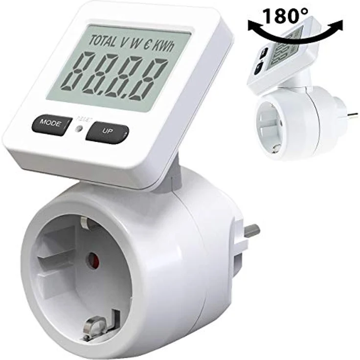 revolt Stromzähler: 2er-Set Digitale Energiekostenmesser, 180° drehbares Display, 3.680 W (Strommesser Steckdose) – Bild 4