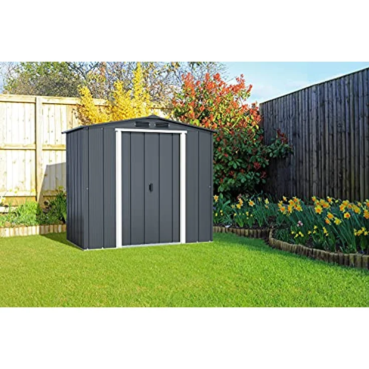 Duramax ECO 6 x 4 (2.17 m²) Metallgerätehaus, feuerverzinktes Metall gerätehaus - Geräteschuppen, verstärkte Dachkonstruktion, wartungsfreier und wetterfester Metallschuppen, Anthrazit – Bild 2