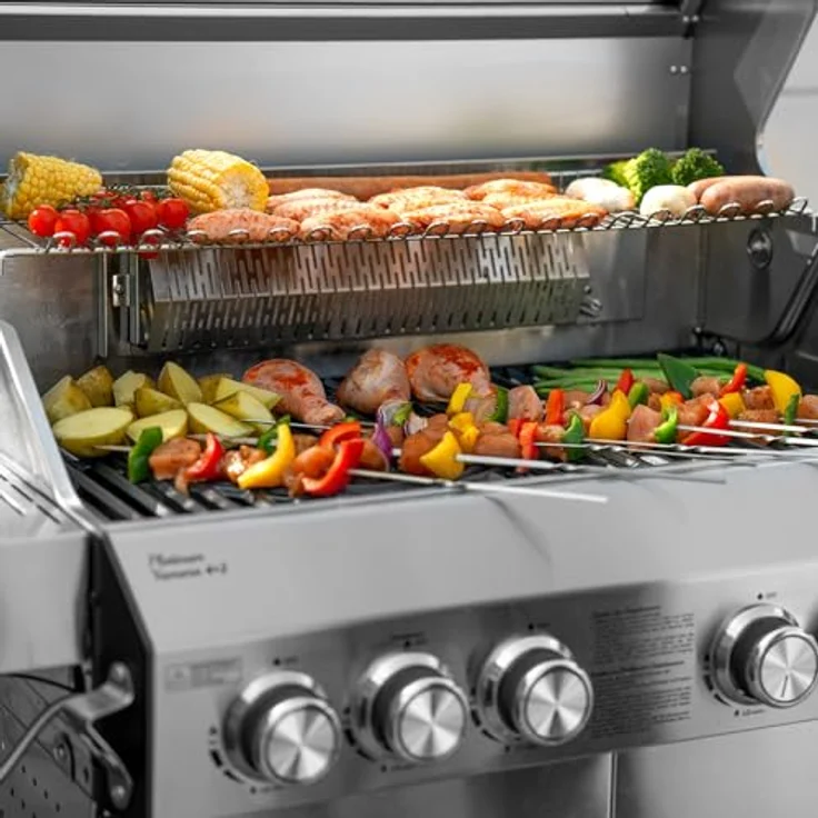 TAINO Gasgrill PLATINUM YAMARA 4+2, Gusseisenrost, Backburner, Sear-Brenner - Silber – Bild 4
