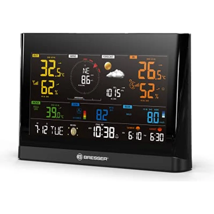 Bresser WLAN Comfort Wetterstation mit 7-in-1 Profi-Sensor und modernem Farbdisplay, Schwarz – Bild 2