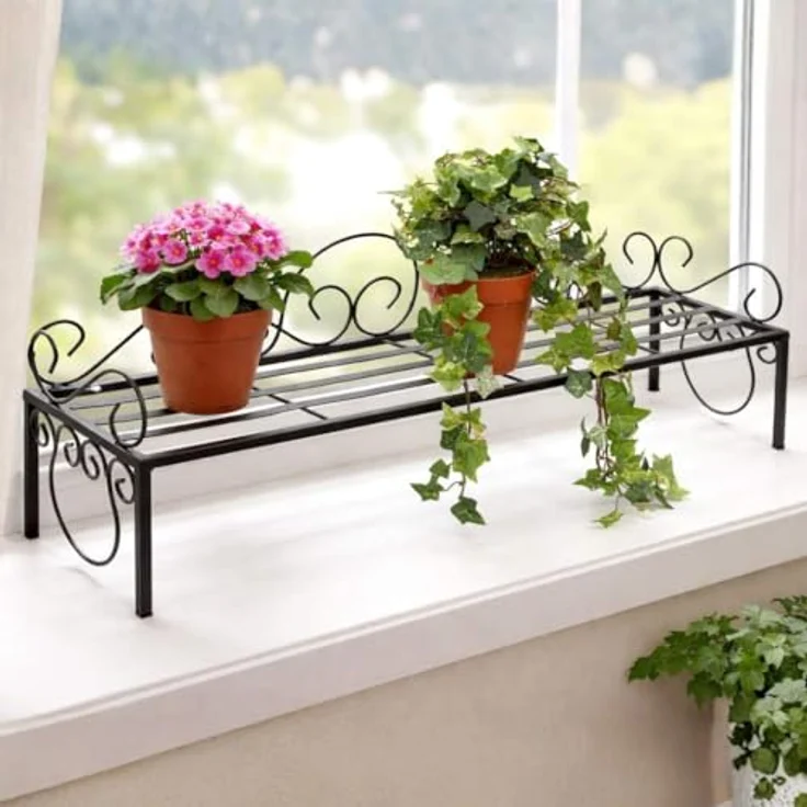 Blumenregal Metall Schwarz 75 cm Blumenständer Mi Blumenbank Blumentreppe Pflanzentreppe Blumenhocker Pflanzenständer - Dandibo – Bild 2