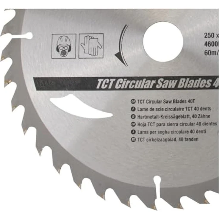 Silverline 991704 Hartmetall-Kreissägeblätter mit 40 und 60 Zähnen, 2er-Pckg 250 x 30, Reduzierstücke: 25, 20 u. 16 mm – Bild 3