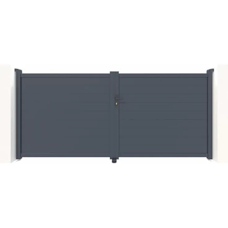Casanoov Flügeltor EIGER 3,5m, Aluminium in grau, Höhe 160cm mit 2 Pfosten H.190cm