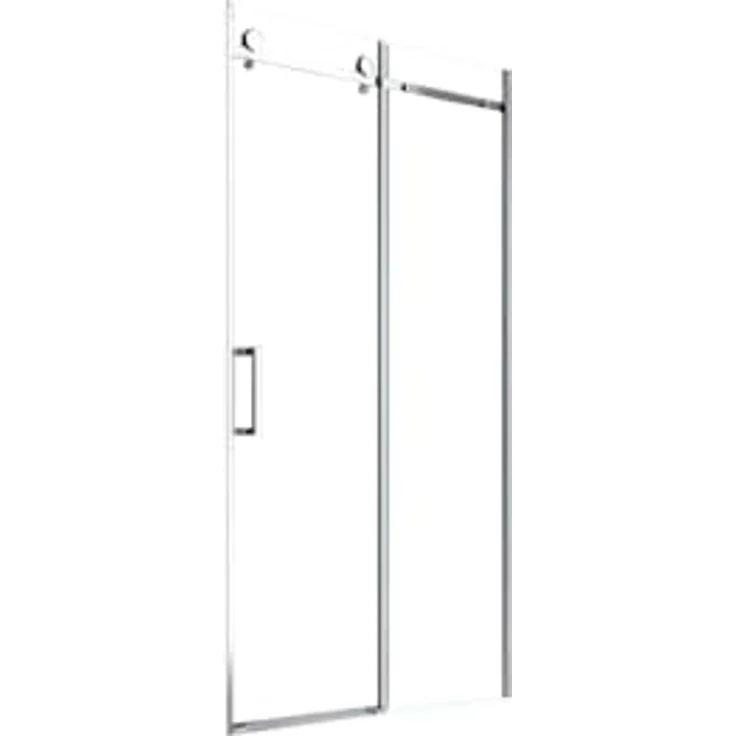 Glaszentrum Hagen Dusch-Einzelschiebetür 125x195cm Transparente Nischentür aus ESG Sicherheitsglas - Hochwertige Aluminiumprofile, Wasserabstoßende Beschichtung, Chrombeschlag, CE-zertifiziert – Bild 3