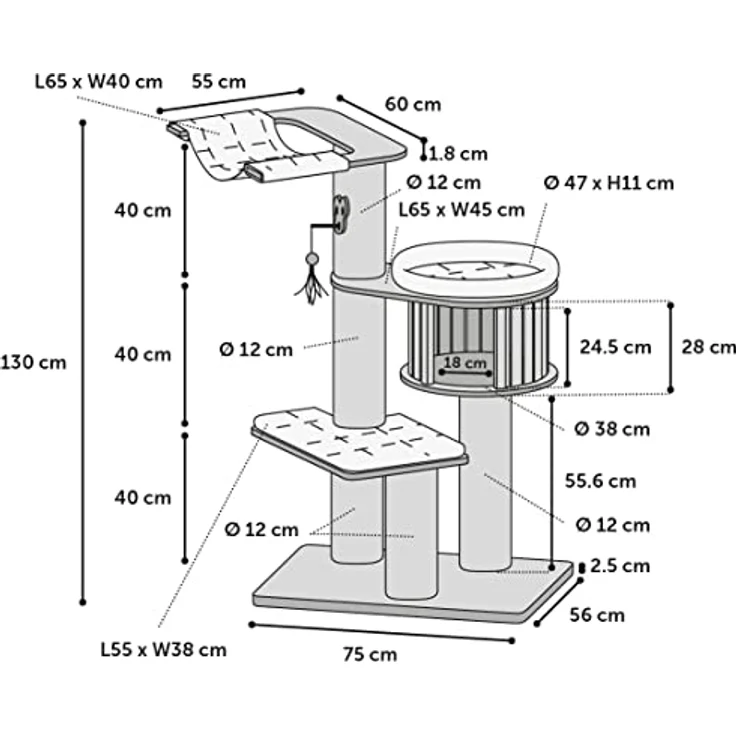 Flamingo KRATZBAUM Raisa 2 106x87,5x130CM aus Spanplatte – Bild 4