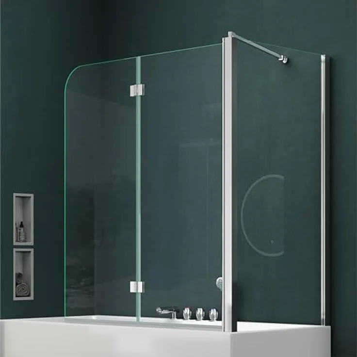 Mai&Mai Duschwand für Badewanne Badewannenfaltwand 6mm Sicherheitsglas mit NANO-Versiegelung, Wandanschlag links, BTH: 70x120x140cm – Bild 2