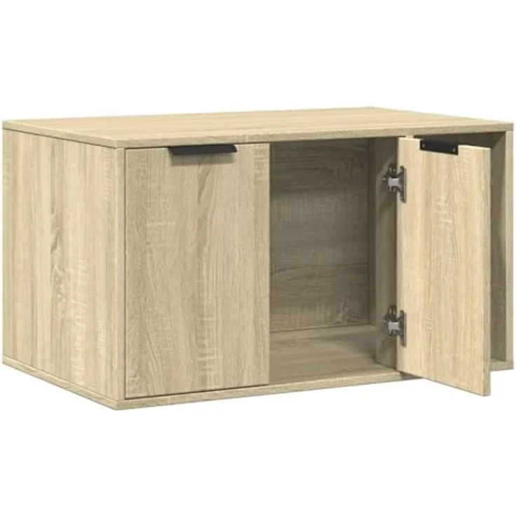 vidaXL Katzenklo Schrank, Katzenschrank Katzentoilette Beistelltisch, Sonoma Eiche Holzwerkstoff, Verstecktes Design – Bild 4