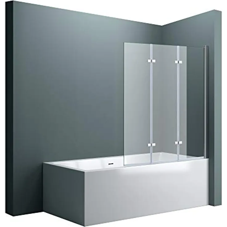 doporro 130x140 cm Design-Duschwand für Badewanne Badewannenaufsatz Duschabtrennung 6mm ESG-Sicherheitsglas inkl. NANO-Beschichtung Badewannenfaltwand Wandanschlag rechts