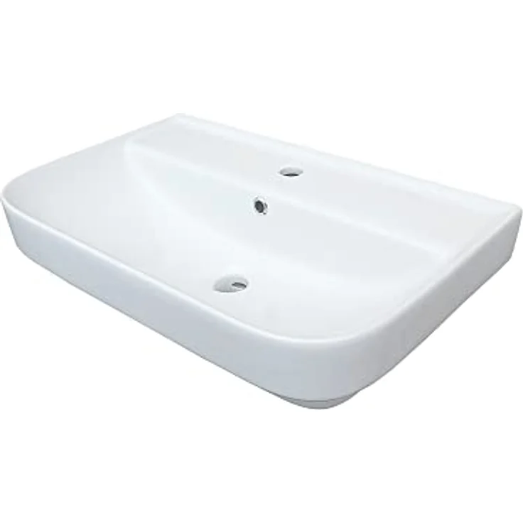 Belvit Waschbecken Flora Slim 45 cm Weiß Keramik, kompaktes Design, schmutzabweisende Oberfläche, integrierter Überlauf – Bild 4