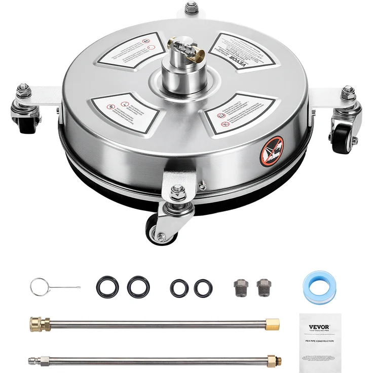 VEVOR 325 mm Hochdruckreiniger, Edelstahl-Oberflächenreiniger mit max. 4000 PSI, 6,35 mm Schnellanschluss für Beton, Terrasse und Deck