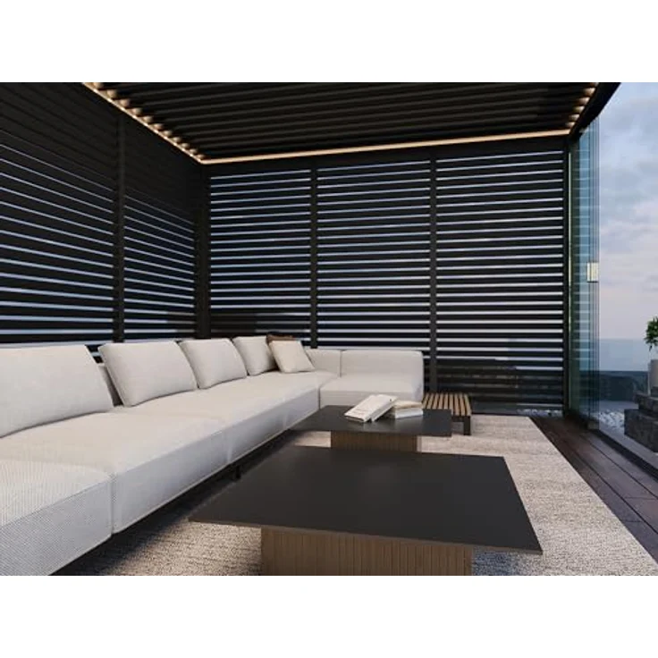 Weide Pavillonseitenteil Anthrazit-Aluminium Lamellenwand, drehbare Lamellen, 93 cm, 35 Lamellen für Weide Pergola – Bild 2