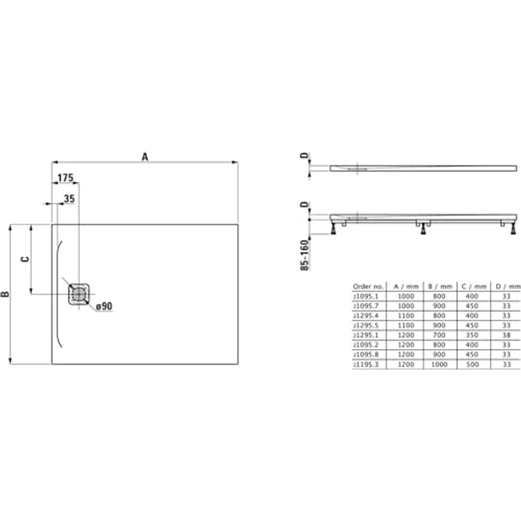 Laufen Badewanne Duschwanne PRO re-e Abl seitl ku S 1200x800x33mm we ma (120 cm, 80 cm), Mattweiß MineralgussNull – Bild 2