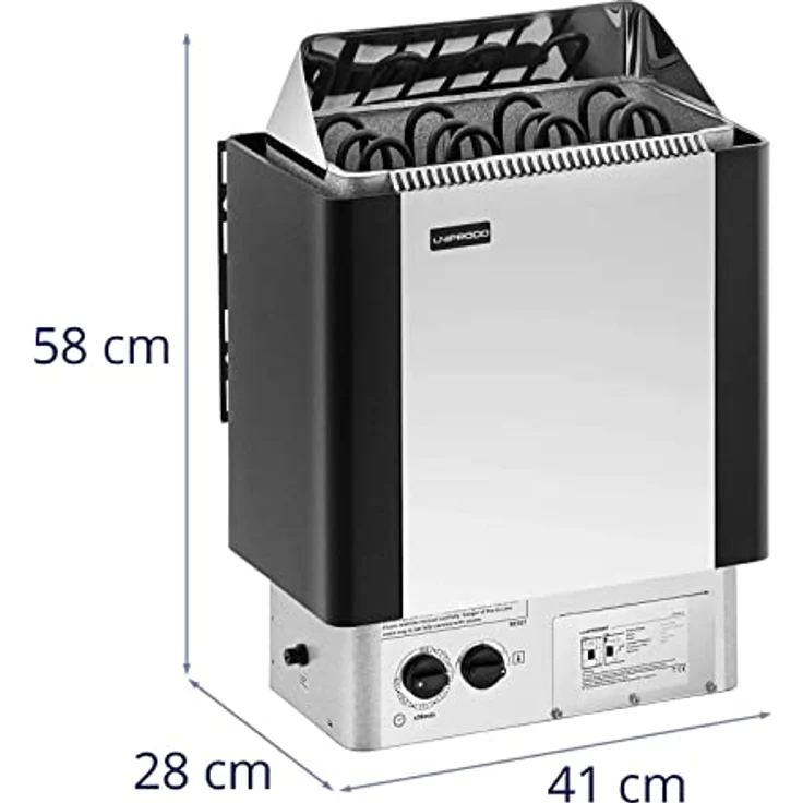 Uniprodo UNI_SAUNA_S6.0KW Saunaofen Elektroheizung, 6 kW für Trockensauna 5-9 m³, Grau/Silber mit integrierter Steuerung und Zeitschaltuhr – Bild 8