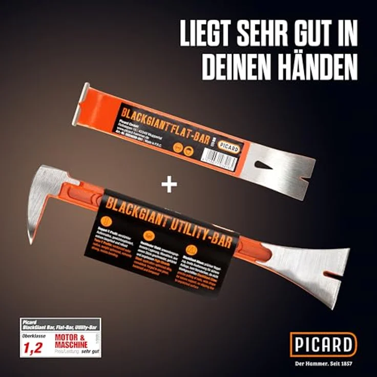 Picard BlackGiant TwinSet, Nageleisen mit flacher und präziser Form, 250 mm, geschmiedeter Spezialstahl – Bild 5