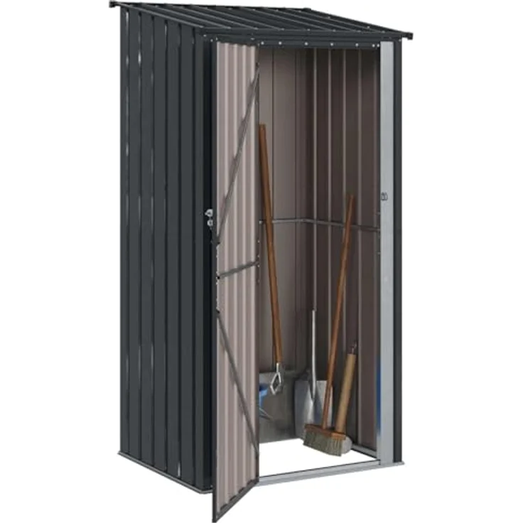 vidaXL Gartenhütte Anthrazit, Metall, rechteckig, wetterfest, 103 x 86 x 200 cm, ideal für Werkzeugaufbewahrung und Outdoor-Zubehör – Bild 1