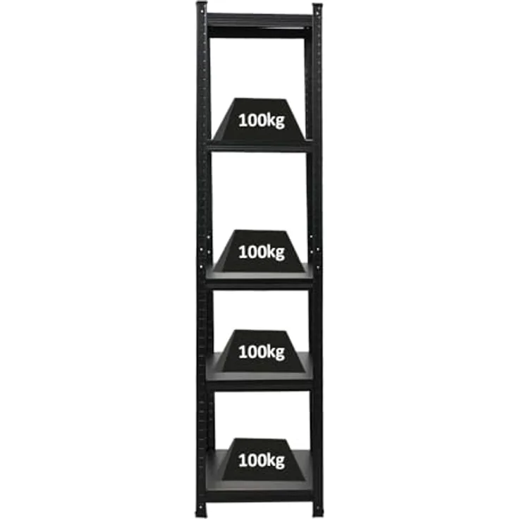 PROREGAL Schwerlastregal Ragnar 500kg 180x45x45cm Matt Schwarz, Kellerregal, Steckregal, Garagenregal