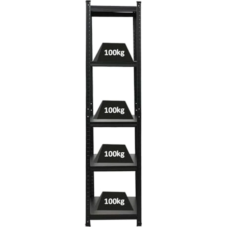 PROREGAL Schwerlastregal Ragnar 500kg 180x45x45cm Matt Schwarz, Kellerregal, Steckregal, Garagenregal – Bild 1
