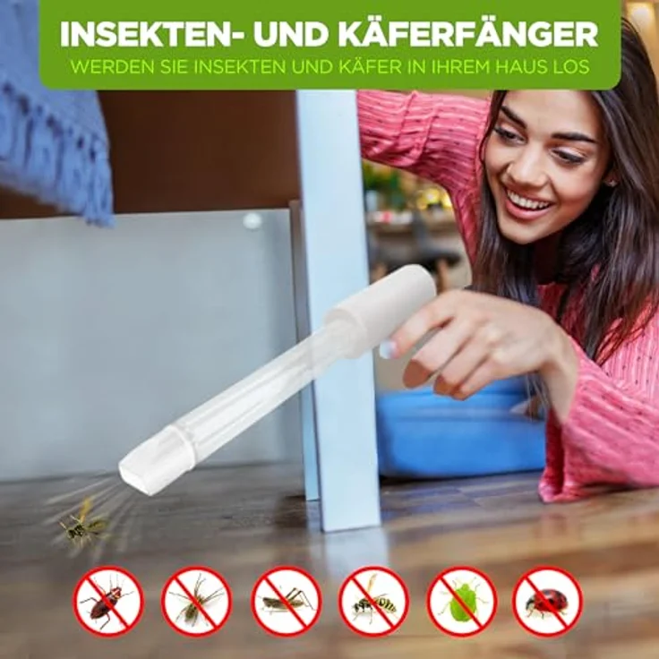 ISOTRONIC Insekten- und Spinnenfänger, elektrischer Sauger mit Teleskopstiel und LED-Spotlight, humane Entfernung von Insekten ohne Kontakt, 60 cm Reichweite – Bild 4