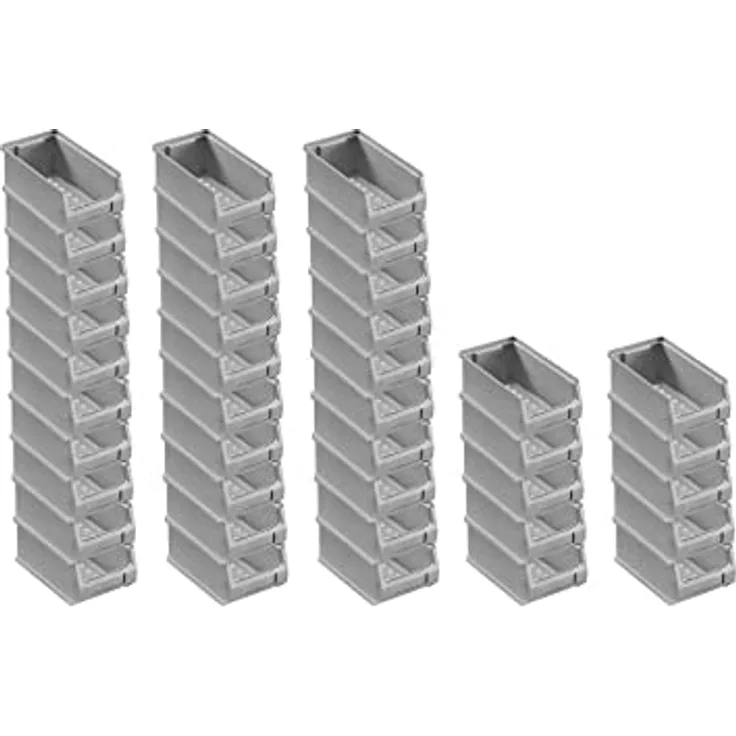 PROREGAL SuperSparSet 40x Graue Sichtlagerbox 2.0 | HxBxT 7,5x10x17,5cm | 0,8 Liter | Stapelbar, Robustes Polypropylen, Bodennoppen, Temperaturbeständig | Lagerregale
