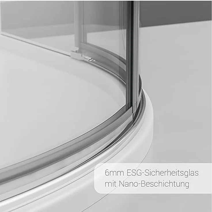 NEXTREND Duschkabine EX406A, Viertelkreis mit Drehtür aus 6 mm Nano ESG-Sicherheitsglas, wählbare Größe 80x80cm oder 90x90cm – Bild 5