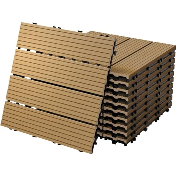 Terrassenfliesen 30x30 cm 11er Set für 1m² Teak aus WPC – Bild 2