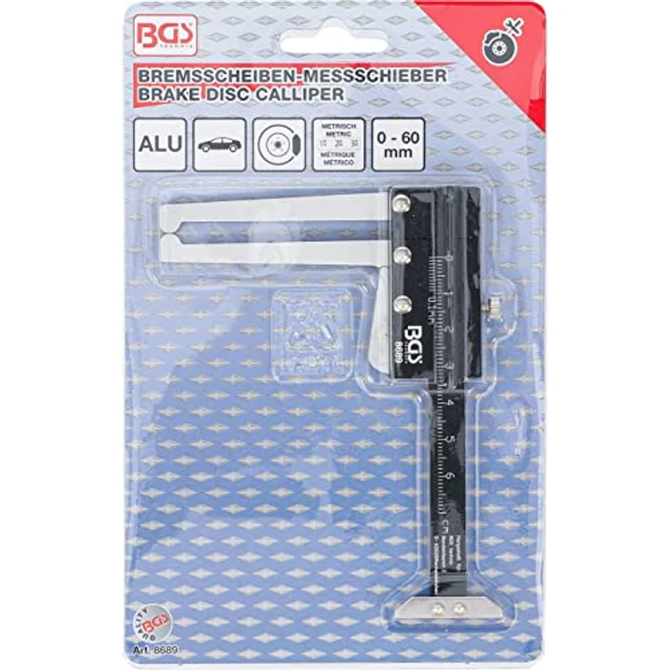 BGS TECHNIC Bremsscheiben-Messschieber 60 mm, präzises Messwerkzeug für Bremsscheibenstärke und Reifen-Profiltiefe aus Aluminium – Bild 4