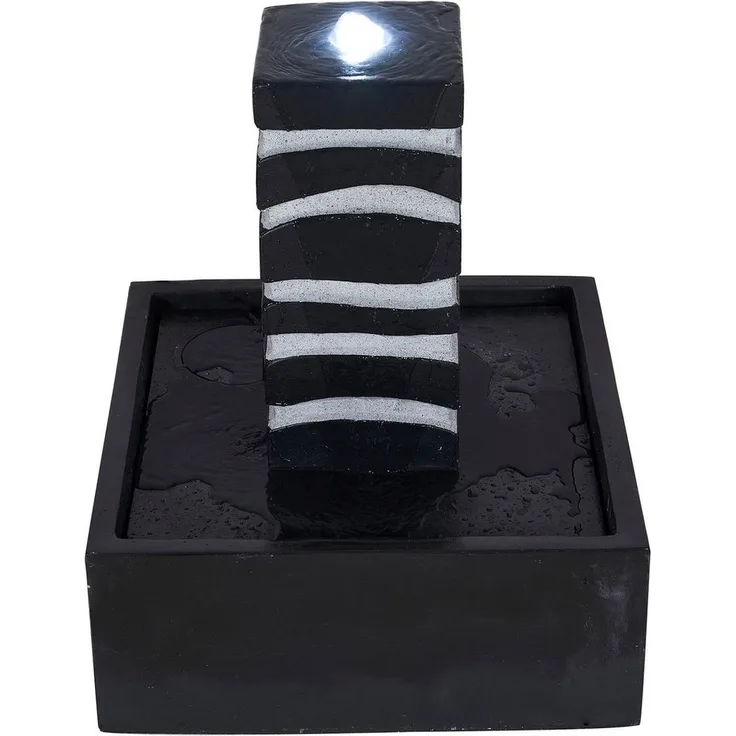 AcquaArte Gartenbrunnen BORGO, Wasserspiel Dekosäule in edler Marmoroptik mit LED-Beleuchtung, Wasserbecken 50x50 cm, 18 cm Breite