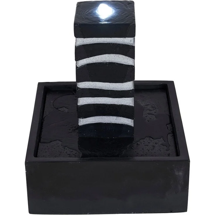 AcquaArte Gartenbrunnen BORGO, Wasserspiel Dekosäule in edler Marmoroptik mit LED-Beleuchtung, Wasserbecken 50x50 cm, 18 cm Breite