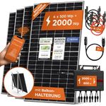 Solarway Balkonkraftwerk 2000W Komplett Steckdose - Ausgang einstellbar 600/800/2000W - 4x500W JaSolar-Module, Wechselrichter mit APP&WiFi, Plug&Play, schwarz