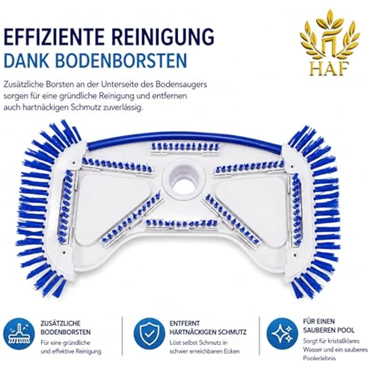 HAF Poolsauger Bodensauger DeLuxe mit dreifach Bürstendesign und 32/38mm Schlauchanschluss für Einbau- & Aufstellpools – Bild 5