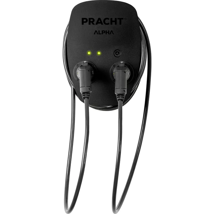Pracht Wallbox ALPHA DUO, Elektroauto Ladestation mit 1x 11KW / 2x 6,9KW, schwarz, 2x 5,5 Meter Kabel, RFID