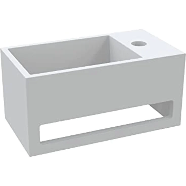 Solid Surface Waschbecken + Handtuchhalterung Hahnloch Rechts 36x20x16cm – Bild 2