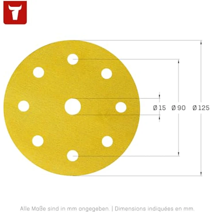 STIER Schleifscheiben Universal D125 / P40, 8-Loch, 25 Stk., Korundkorn, für Holz und Metall, made in Germany – Bild 2