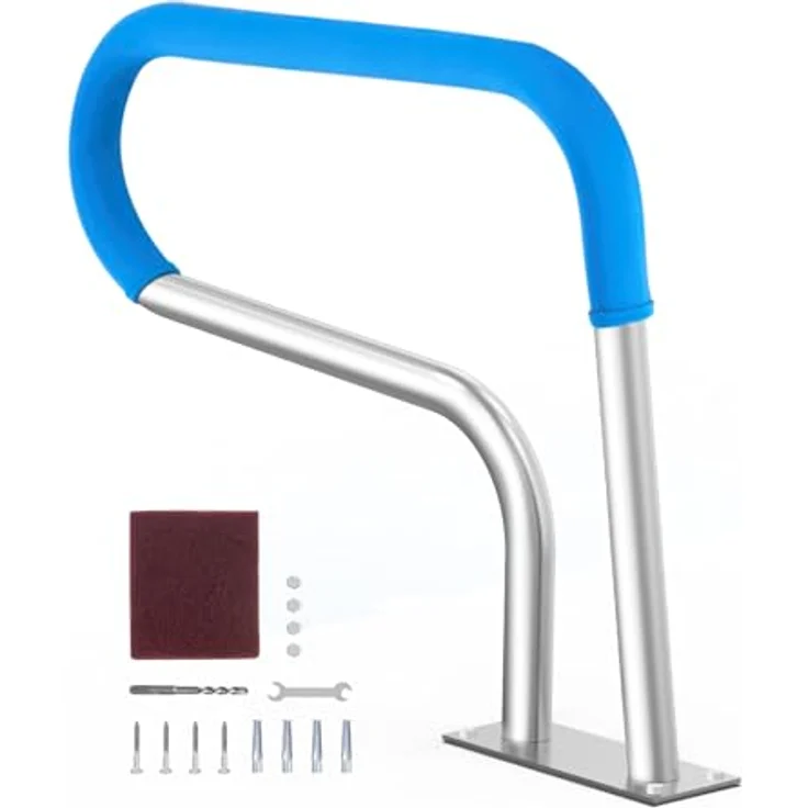 VEVOR Pool-Handlauf, 805 x 100 x 585 mm, Edelstahl Pooleinstieg mit Grundplatte, rostfreier Haltegriff für Innen-/Außenpools, Tragfähigkeit 220 lbs / 100 kg, Farbe Silberweiß – Bild 1