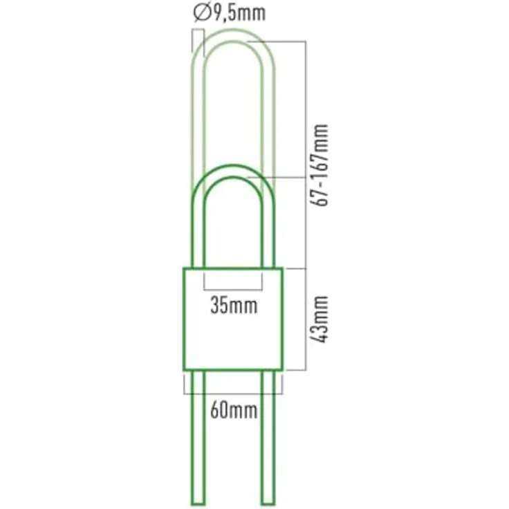 EDM Vorhängeschloss, verstellbar, Messing, 60 mm, Öffnung 60-160 mm, kratz- und stoßfest, rostfreies Uhrwerk – Bild 3