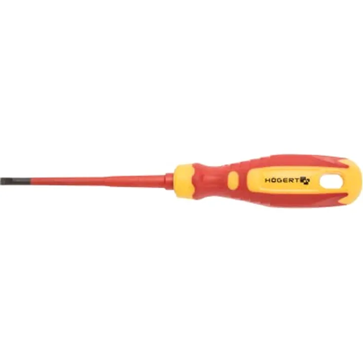 Hogert Technik 1 Schlitzschraubendreher Schraubendreher, Rot/Gelb, 5.5×125 mm, 1000V, SLIM, CrMo