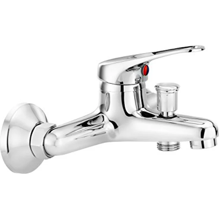 TRIZERATOP Wannenarmatur Einhebel-Mischer, Chrom, Wandmontage, klappbarer Auslauf, 35 mm Kartusche – Bild 1