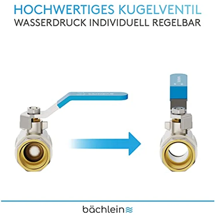 Bächlein Universal Kugelhahn – Kugelventil aus Messing mit Hebel-Griff und beidseitigem 3/4 Zoll Innengewinde – Absperrventil mit vollem Durchgang – Bild 4