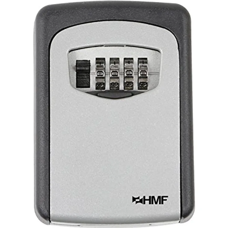 HMF 326-02 Schlüsseltresor mit 4-stelligem Zahlencode, Schlüsselbox für außen | 12,2 x 8,7 x 4 cm | Grau