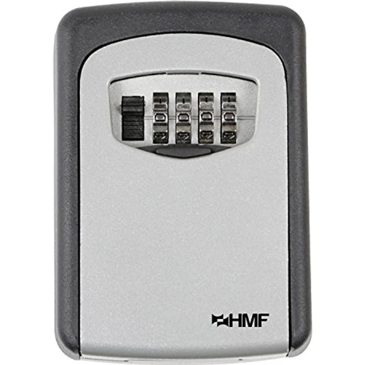 HMF 326-02 Schlüsseltresor mit 4-stelligem Zahlencode, Schlüsselbox für außen | 12,2 x 8,7 x 4 cm | Grau – Bild 1