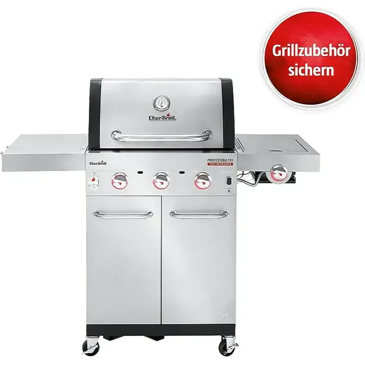 Char-Broil Gasgrill Professional Pro S3, 3 Brenner, 7,03 kW, Gusseisengrillrost 61,5 x 44,5 cm, Edelstahl