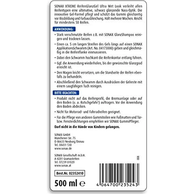SONAX 02352410  XTREME ReifenGlanzGel 500 ml – Bild 2