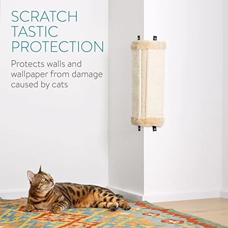 Navaris Wand Kratzbrett für Katzen - 2X Kratzmatte Kratzwand für Ecke - 43x22x2cm Kratzecke Kratzbaum - Eckenschutz Kratzschutz aus Sisal – Bild 3