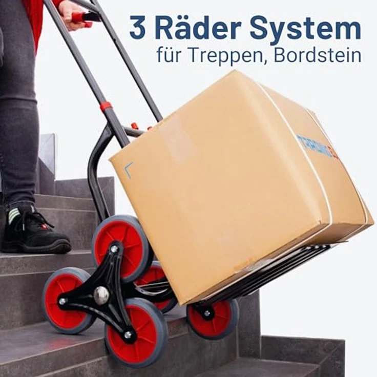 Pallit Treppensackkarre klappbar für 120kg DIABLO, Transportkarre aus Stahl, 3-Räder-System, blau – Bild 2